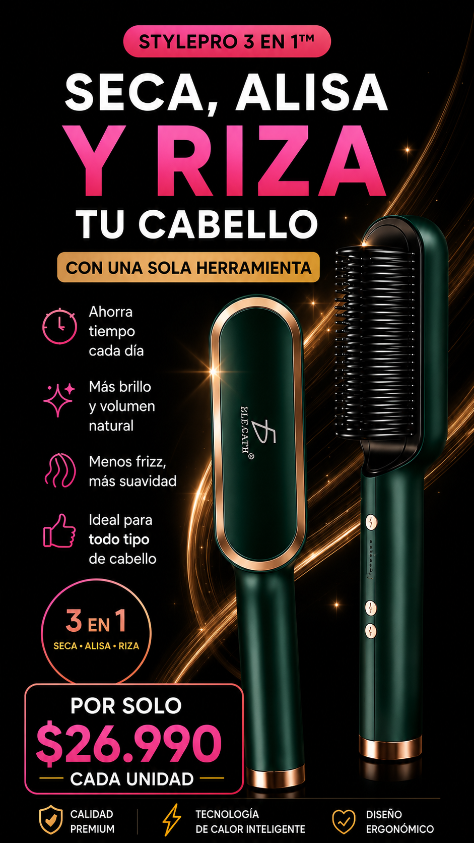 StylePro 3 en 1 - Seca, Riza y Alisa