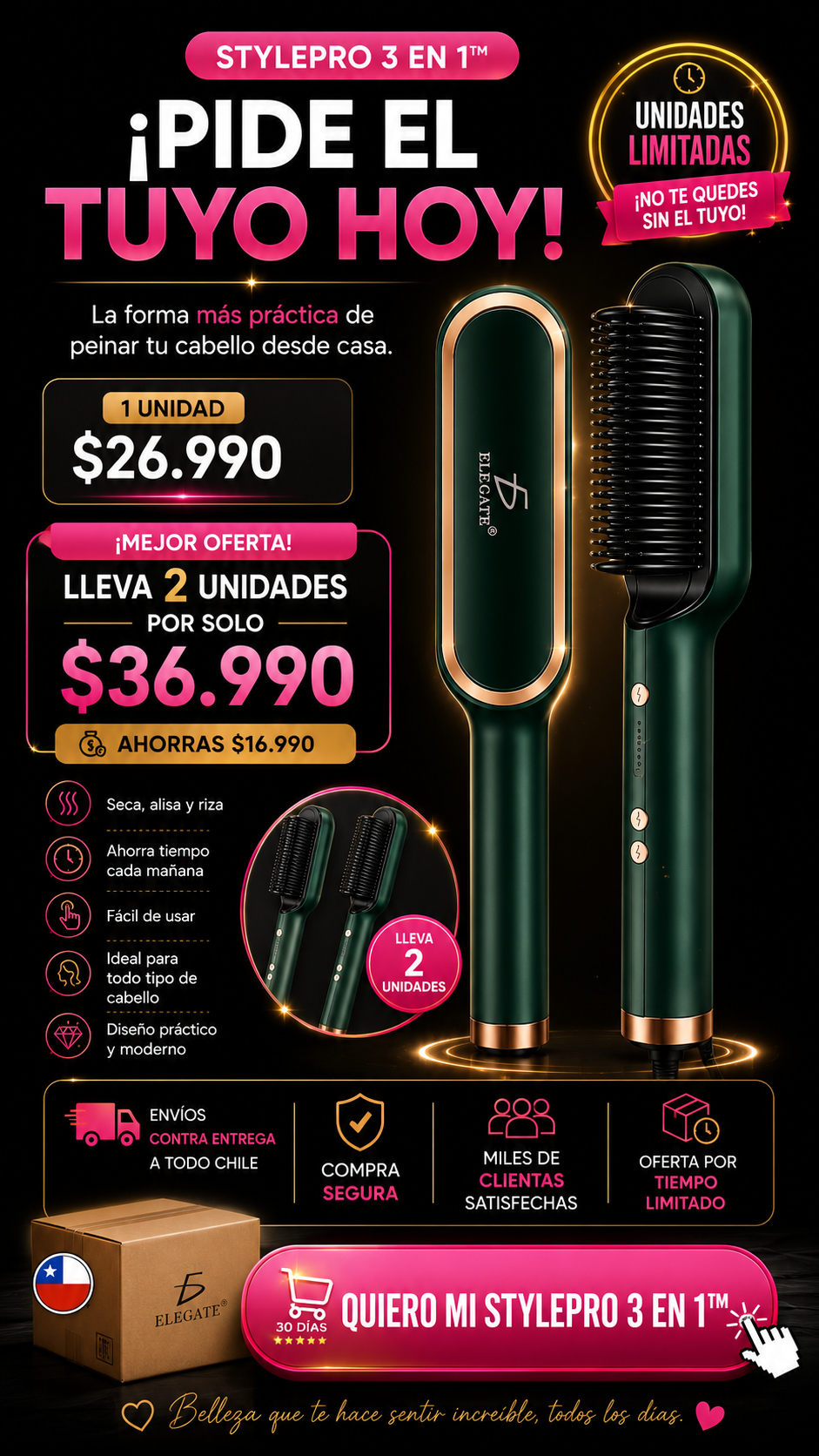 StylePro 3 en 1 - Seca, Riza y Alisa