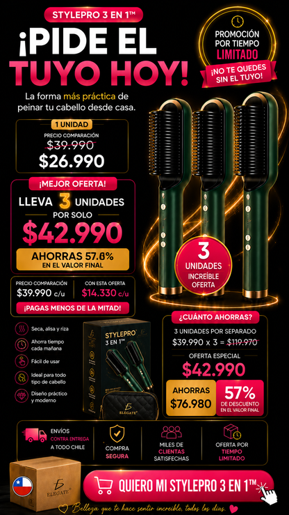 StylePro 3 en 1 - Seca, Riza y Alisa